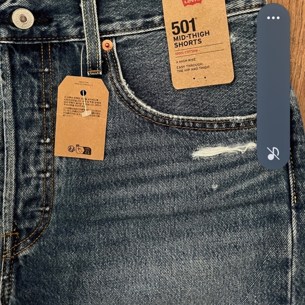 Levi's 501 Mid Thigh Distressed Women's Denim Shorts - Blue New with Tags! - Picture 2 of 9